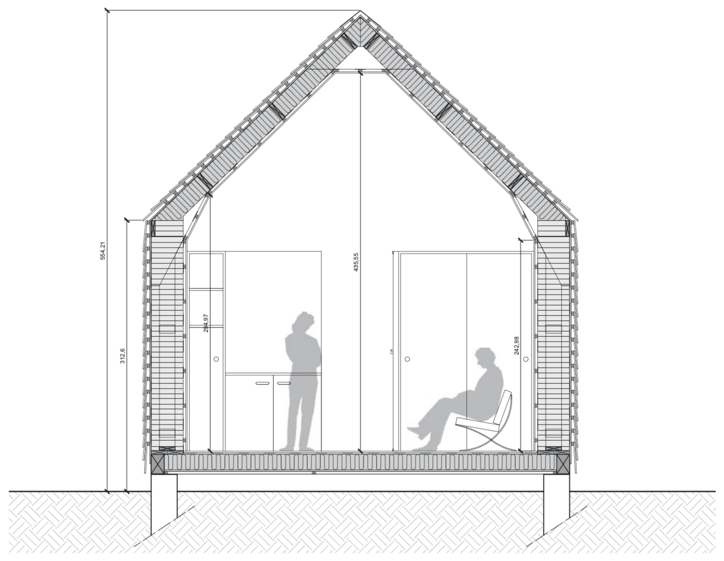 Coupe d'une maison bioclimatique Ghara