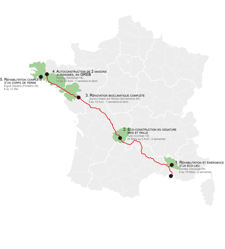 Carte de France avec chantiers participatifs